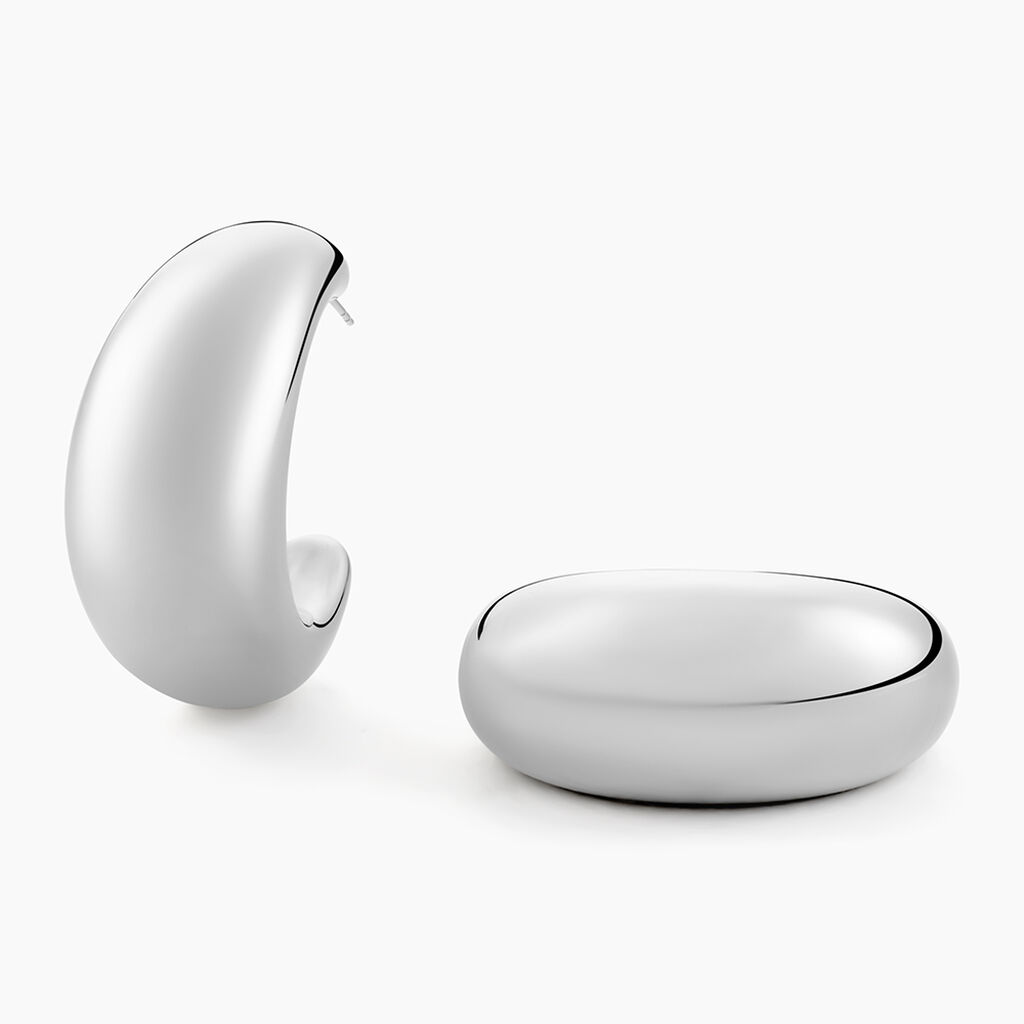 Créoles Perfect Match Acier Blanc - Boucles d'oreilles créoles Femme | Histoire d’Or