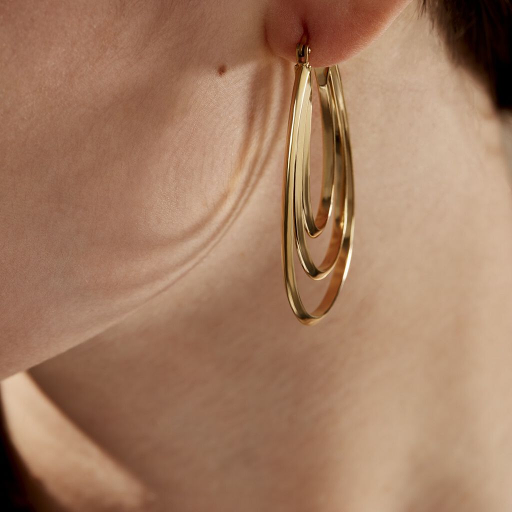 Créoles Aglae Acier Jaune - Boucles d'oreilles créoles Femme | Histoire d’Or