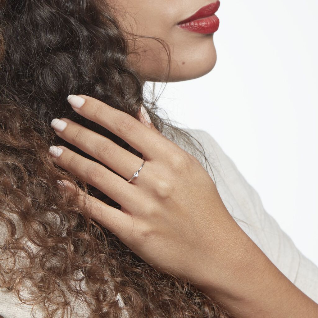 Bague Solitaire 1er Solitaire Argent Blanc Oxyde De Zirconium - Bagues Coeur Femme | Histoire d’Or