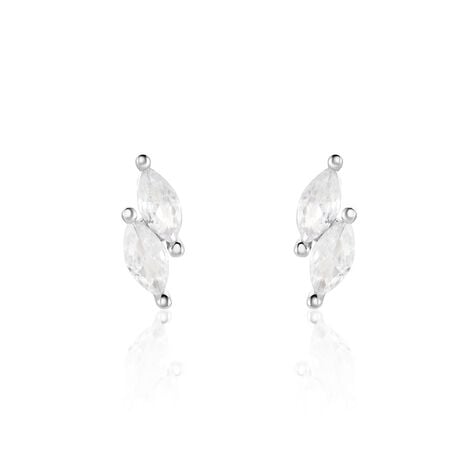 Boucles D'oreilles Puces Winter Sweetness Argent Blanc Oxyde - Boucles d'oreilles fantaisie Femme | Histoire d’Or
