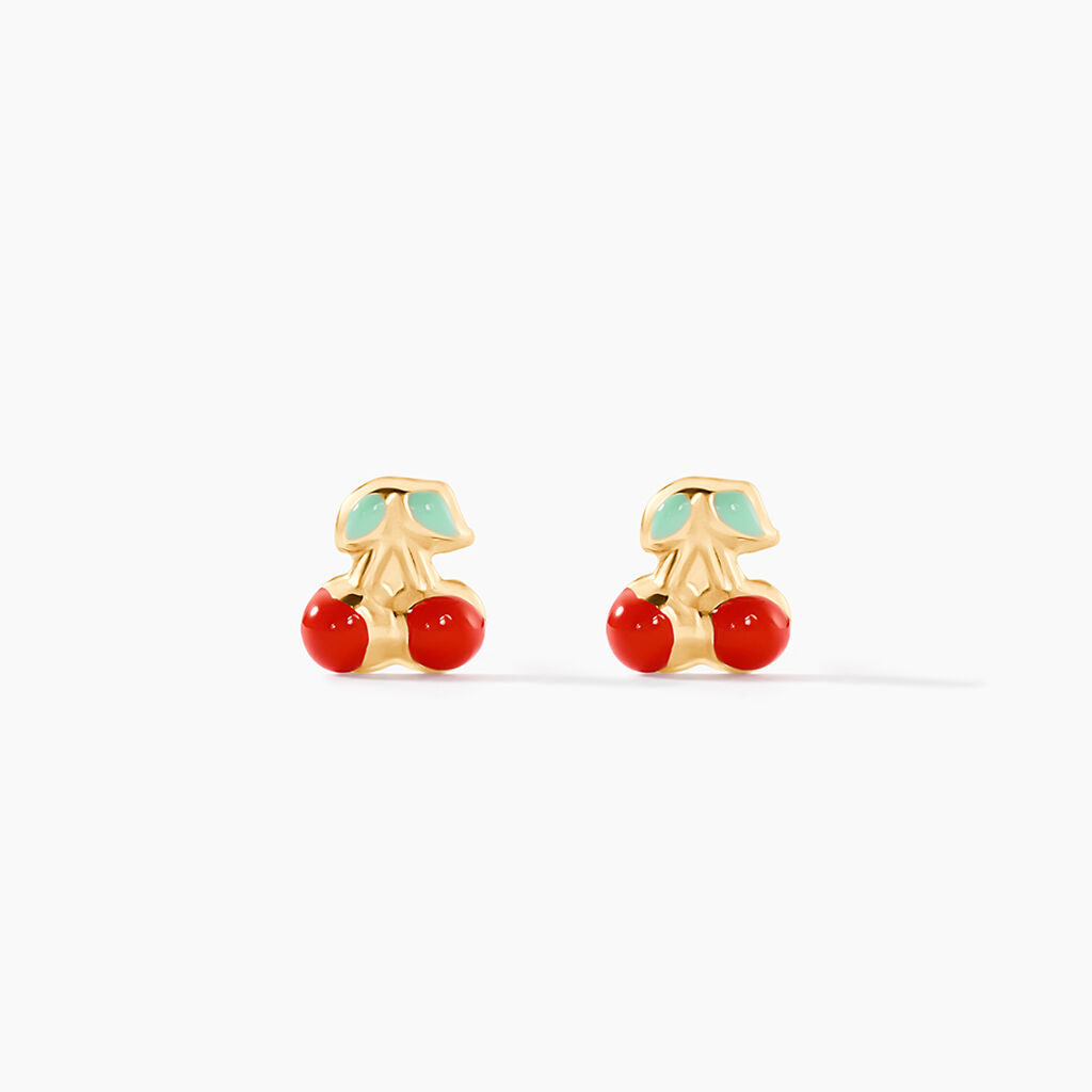 Boucles D'oreilles Puces Or Jaune Helicie Email - Clous d'oreilles Enfant | Histoire d&rsquo;Or