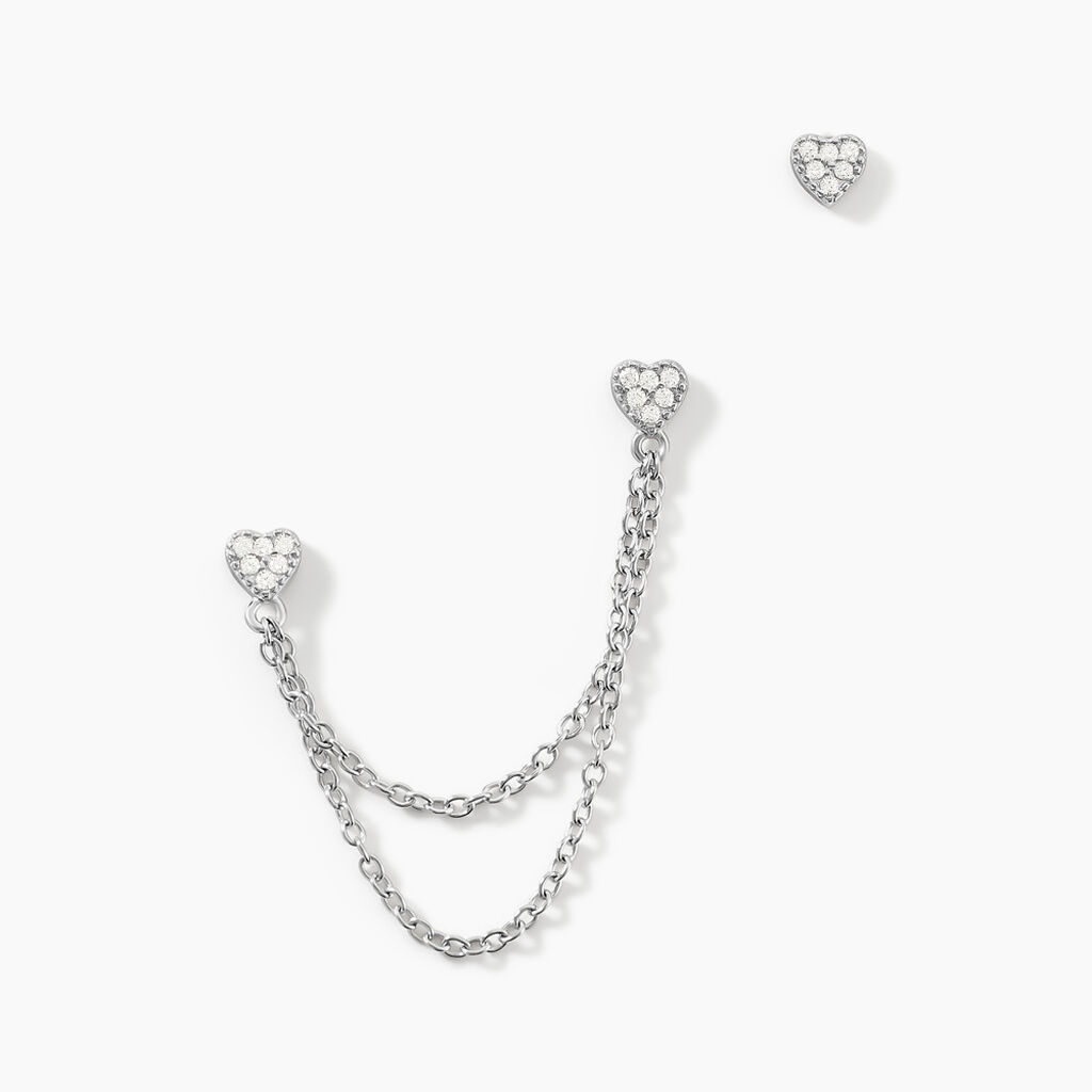 Boucles D'oreilles D&eacute;pareill&eacute;es June Argent Blanc Oxyde De Zirconium - Boucles d'oreilles fantaisie Femme | Histoire d&rsquo;Or