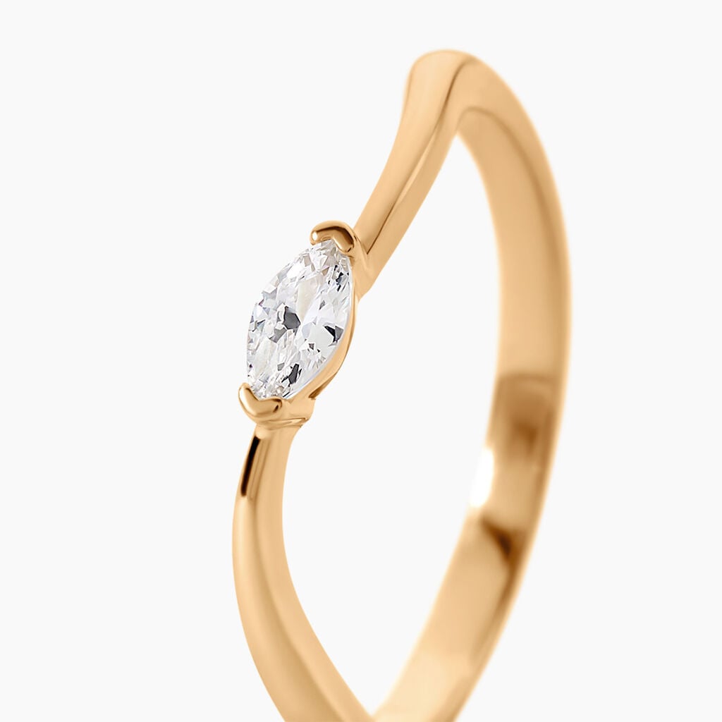 Bague Audeline Plaqu&eacute; Or Jaune Oxyde De Zirconium - Bagues solitaires Femme | Histoire d&rsquo;Or