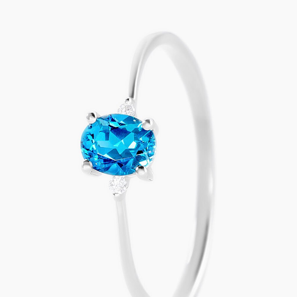 Bague Janah Or Blanc Topaze Et Oxyde De Zirconium - Bagues solitaires Femme | Histoire d’Or