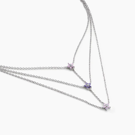 Collier Purple Bloom Argent Blanc Oxyde De Zirconium - Ras de cou Femme | Histoire d’Or