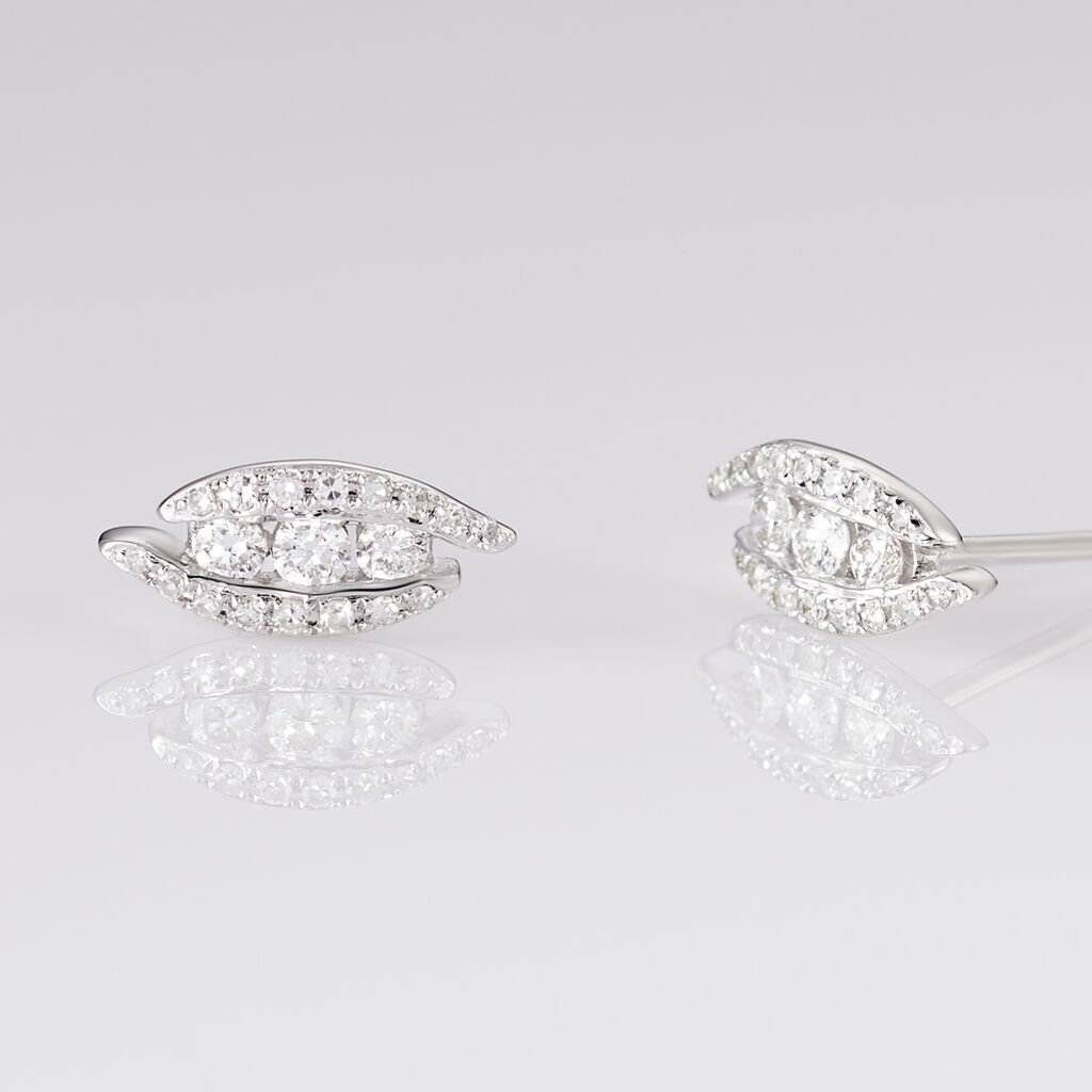 Boucles D'oreilles Puces Eternite Or Blanc Diamant - Clous d'oreilles Femme | Histoire d’Or
