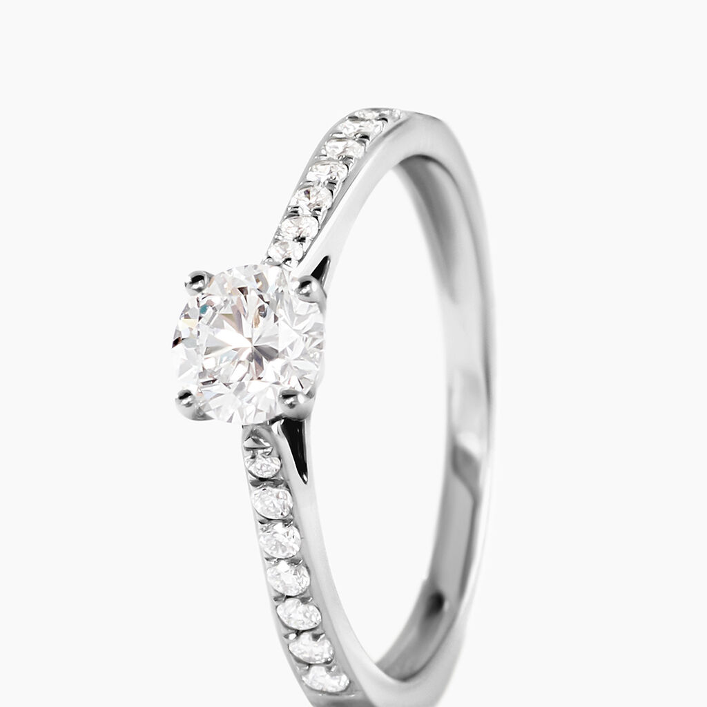 Bague Solitaire Hemera Or Blanc Diamant Synthetique - Bagues solitaires Femme | Histoire d&rsquo;Or