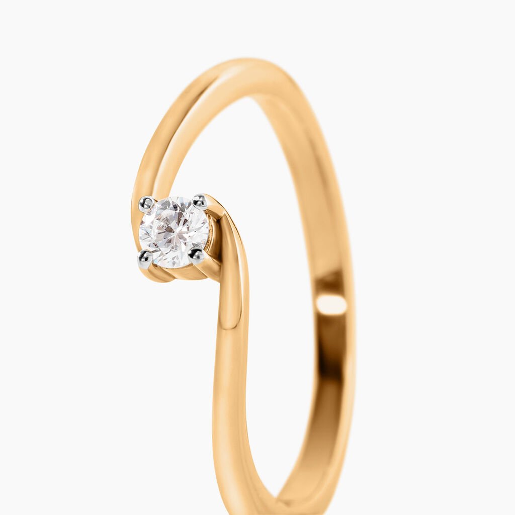 Bague Illoa Plaqu&eacute; Or Jaune Oxyde De Zirconium - Bagues solitaires Femme | Histoire d&rsquo;Or