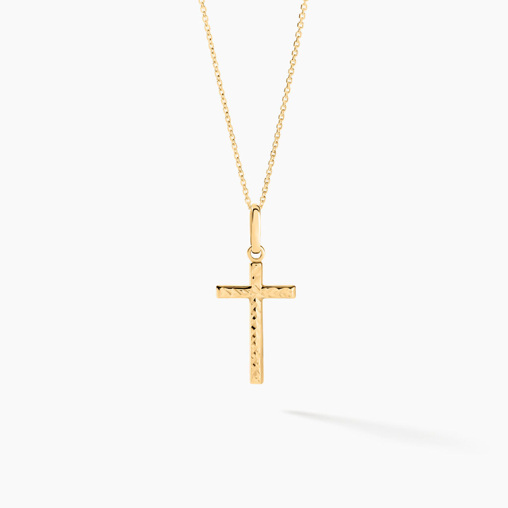 Pendentif Benny Croix Ciselee Or Jaune - Pendentifs Communion Femme | Histoire d&rsquo;Or