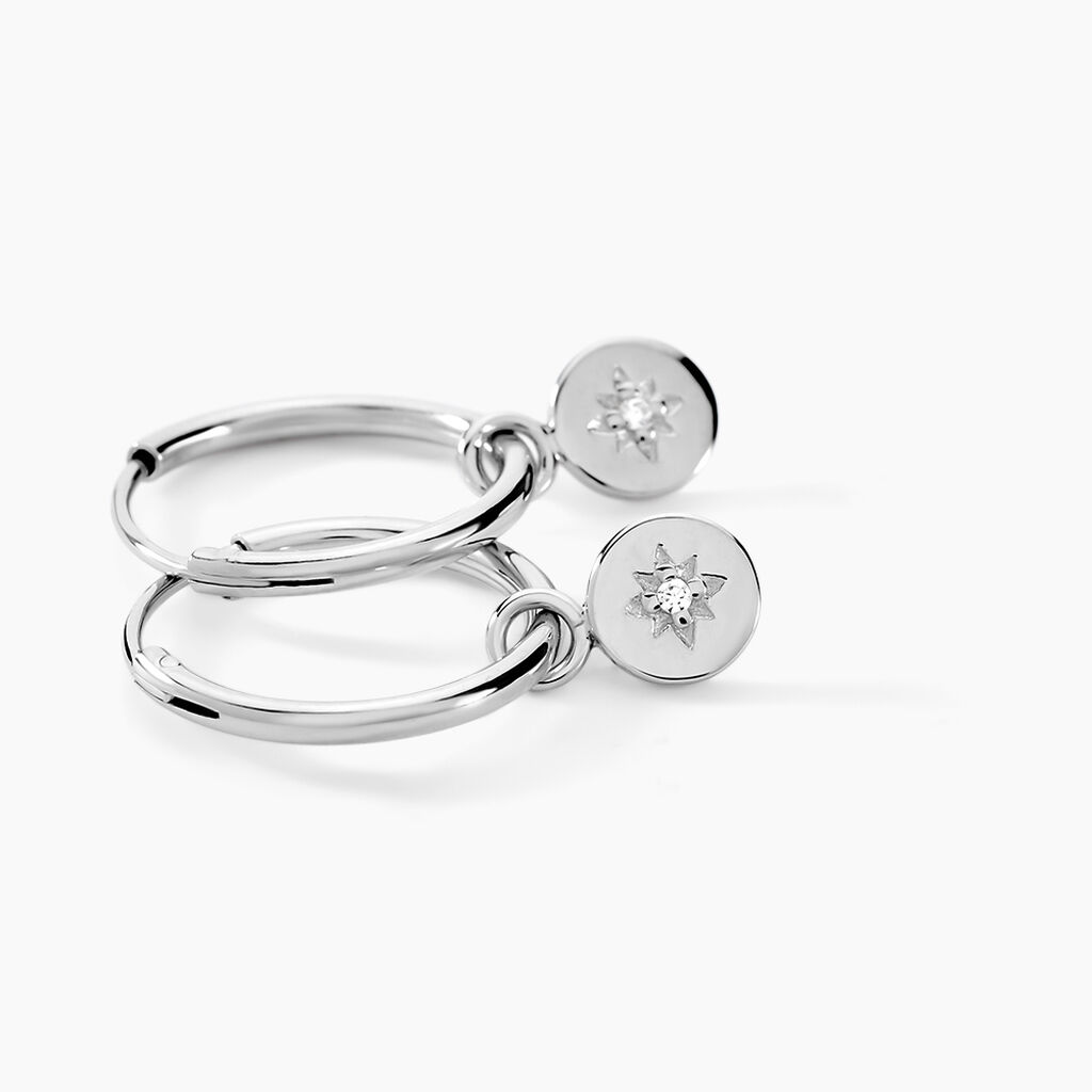 Créoles Rhoda Argent Blanc Oxyde De Zirconium - Boucles d'oreilles créoles Femme | Histoire d’Or