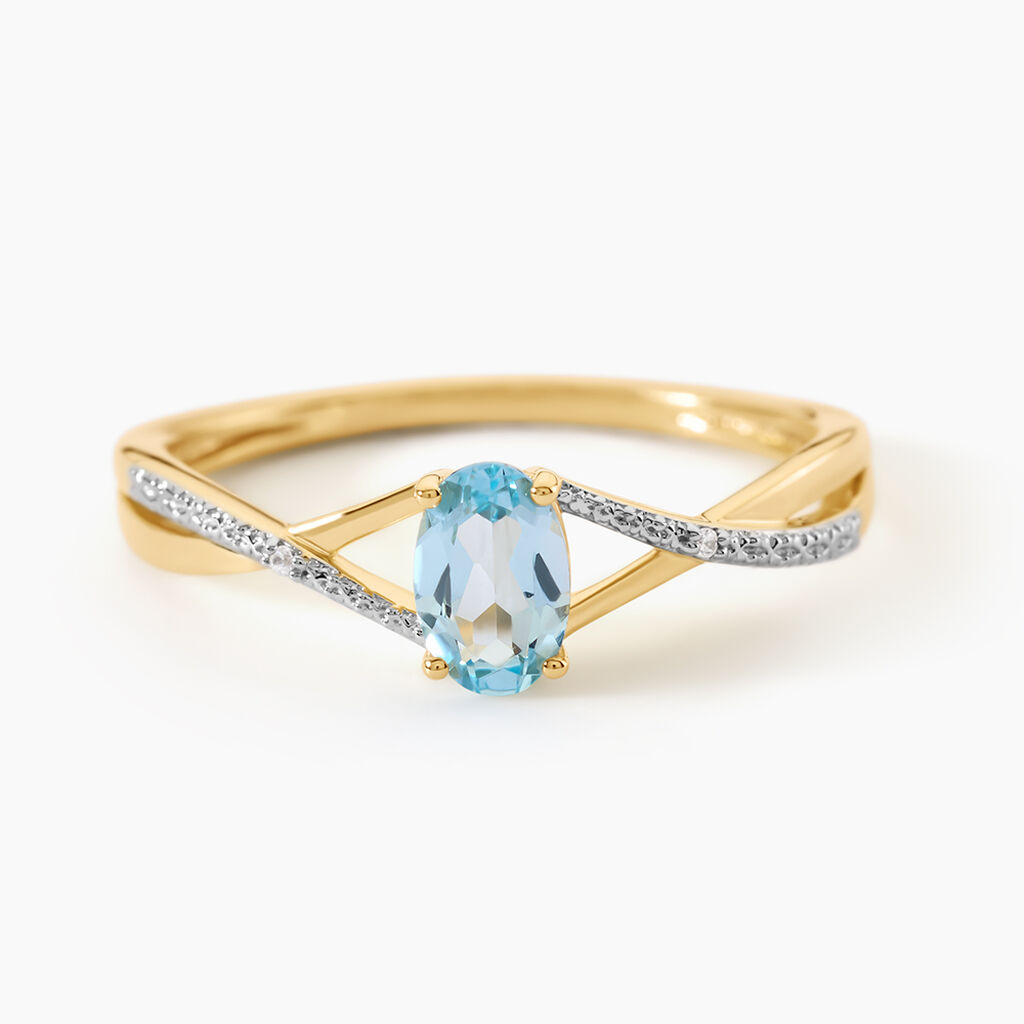 Bague Hemma Argent Dor&eacute; A L'Or 750/1000 Topaze Oxyde De Zirconium - Bagues solitaires Femme | Histoire d&rsquo;Or