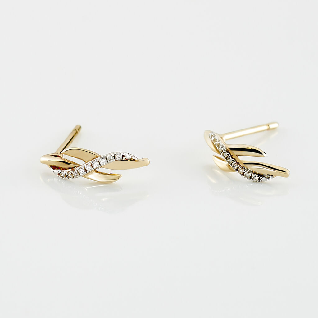 Boucles D'oreilles Puces Ester Or Jaune Diamant - Clous d'oreilles Femme | Histoire d&rsquo;Or