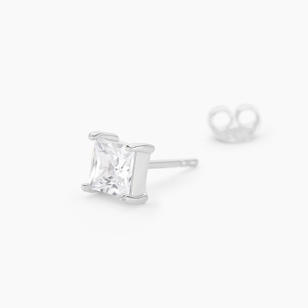 Boucles D'oreilles Puces Argent Blanc Alys Oxyde De Zirconium - Boucles d'oreilles fantaisie Femme | Histoire d&rsquo;Or
