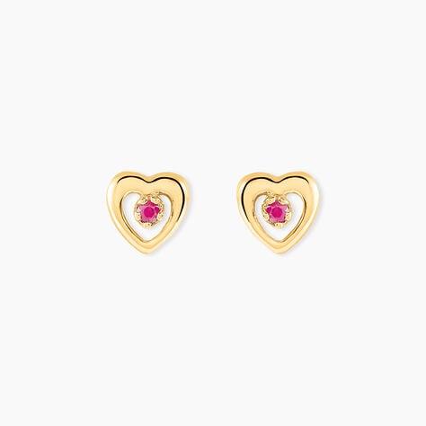 Boucles D'oreilles Puces Izild Or Jaune Rubis - Clous d'oreilles Femme | Histoire d&rsquo;Or