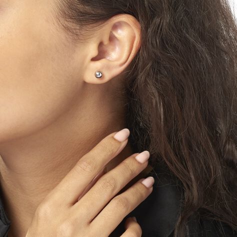 Boucles D'oreilles Puces Fidelia Boule Or Blanc - Clous d'oreilles Femme | Histoire d’Or