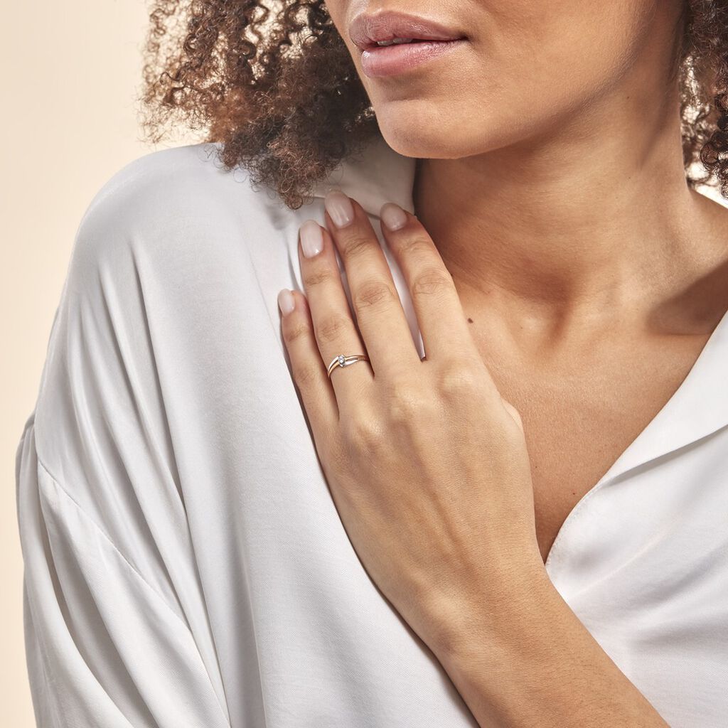 Bague Nesryne Or Bicolore Oxyde De Zirconium - Bagues solitaires Femme | Histoire d’Or