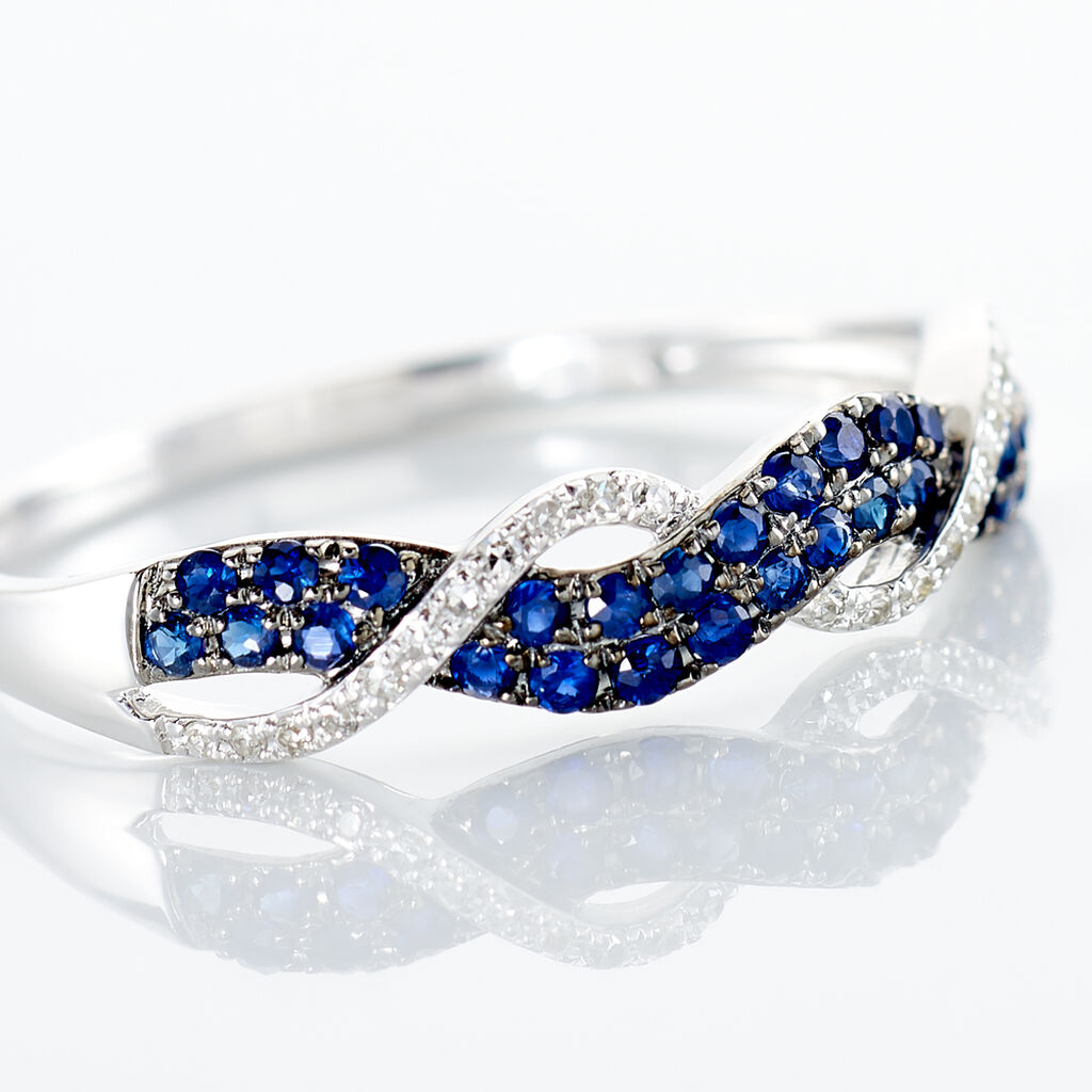 Bague Dimitria Or Blanc Saphir Et Diamant - Bagues avec pierre Femme | Histoire d’Or