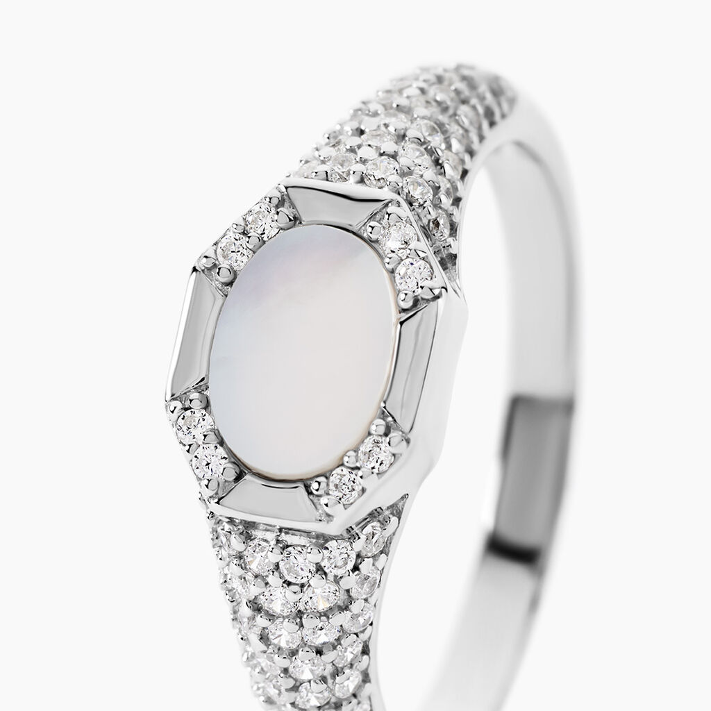 Bague Margot Argent Blanc Nacre Oxyde De Zirconium -  Femme | Histoire d&rsquo;Or