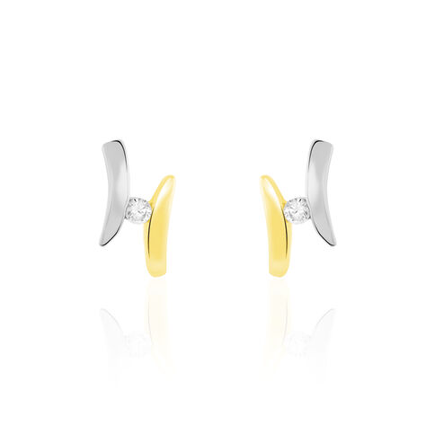 Boucles D'oreilles Pendantes Ascagne Or Bicolore Oxyde De Zirconium - Boucles d'oreilles pendantes Femme | Histoire d’Or