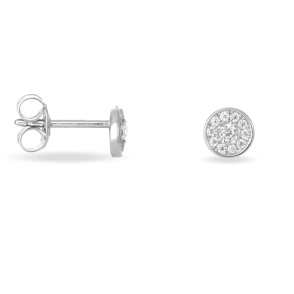 Boucles D'oreilles Puces Auxana Argent Blanc Oxyde De Zirconium - Boucles d'oreilles fantaisie Femme | Histoire d’Or