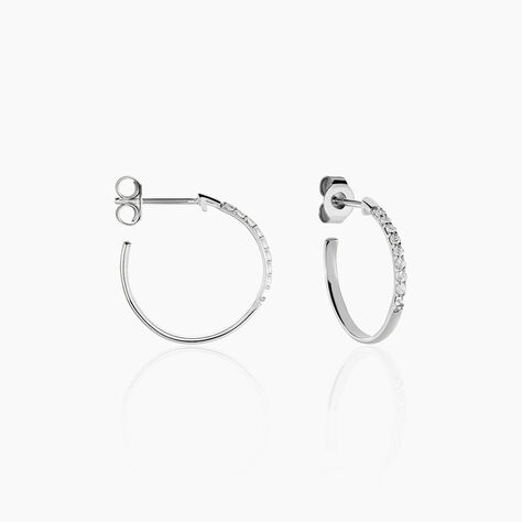 Créoles Ahab Argent Blanc Oxyde De Zirconium - Boucles d'oreilles créoles Femme | Histoire d’Or