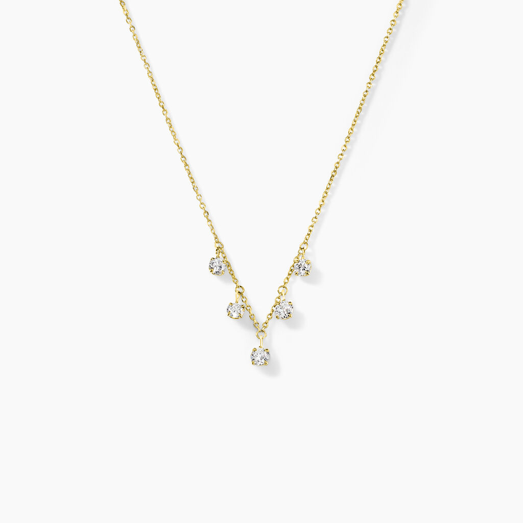 Collier Orlando Or Jaune Diamant Synth&eacute;tique - Colliers Femme | Histoire d&rsquo;Or