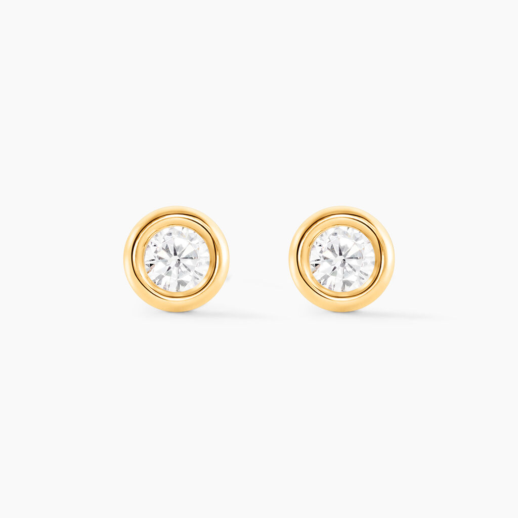 Boucles D'oreilles Puces Eden Serti Pneu Or Jaune Oxyde De Zirconium - Clous d'oreilles Femme | Histoire d&rsquo;Or