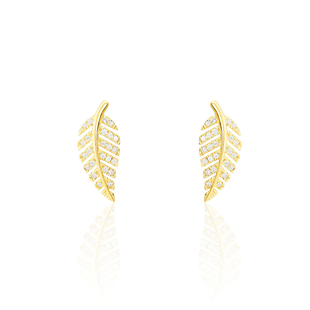 Boucles D'oreilles Puces Tourkia Or Jaune Oxyde De Zirconium - Clous d'oreilles Femme | Histoire d&rsquo;Or