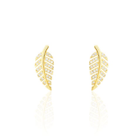 Boucles D'oreilles Puces Tourkia Or Jaune Oxyde De Zirconium - Clous d'oreilles Femme | Histoire d&rsquo;Or