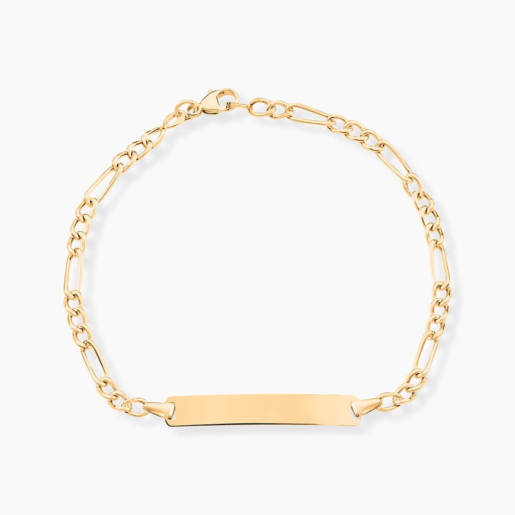 Bracelet Identit&eacute; Bartolomee Maille Alternee 1/3 Or Jaune - Bracelets Communion Enfant | Histoire d&rsquo;Or