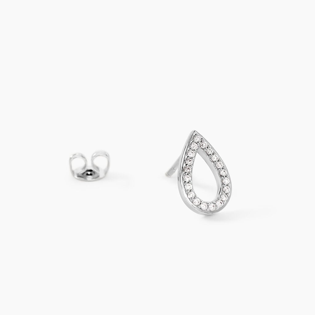 Boucles D'Oreilles Puces Ga&iuml;a Argent Blanc Oxyde De Zirconium - Boucles d'oreilles fantaisie Femme | Histoire d&rsquo;Or