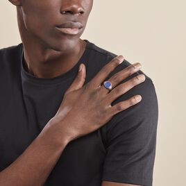 Chevalière Argent Blanc Calisto Lapis Lazuli - Bagues solitaires Homme | Histoire d’Or