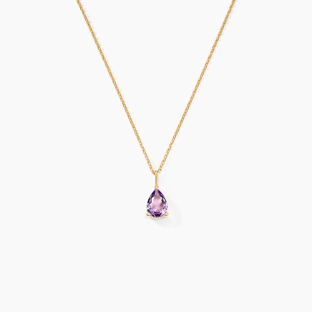 Collier Goutte Or Jaune Amethyste - Colliers Femme | Histoire d&rsquo;Or