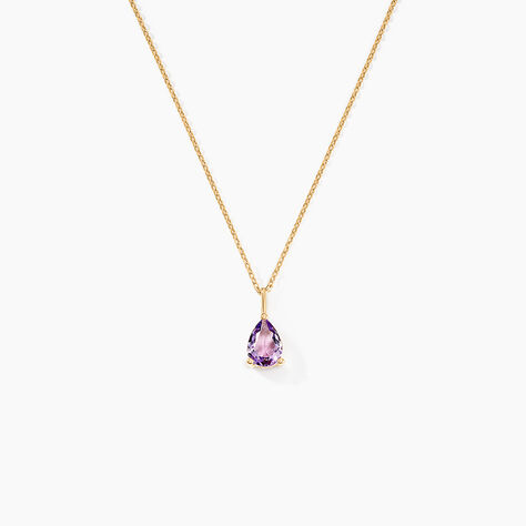 Collier Goutte Or Jaune Amethyste - Colliers Femme | Histoire d&rsquo;Or