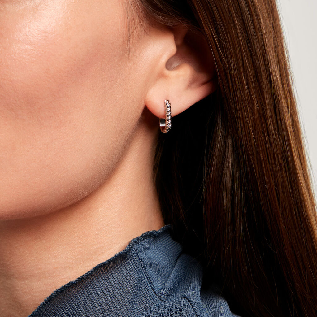 Cr&eacute;oles Hari Argent Blanc - Boucles d'oreilles cr&eacute;oles Femme | Histoire d&rsquo;Or