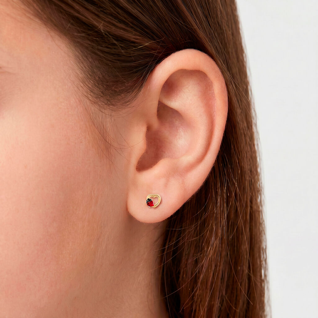 Boucles D'oreilles Puces Or Jaune Syringa Smalto - Clous d'oreilles Enfant | Histoire d&rsquo;Or