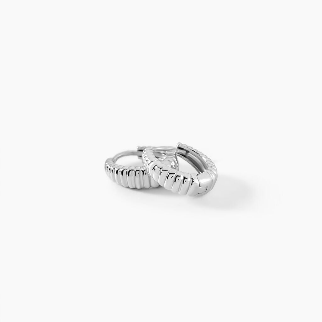 Cr&eacute;oles Ribbed Argent Blanc - Boucles d'oreilles cr&eacute;oles Femme | Histoire d&rsquo;Or