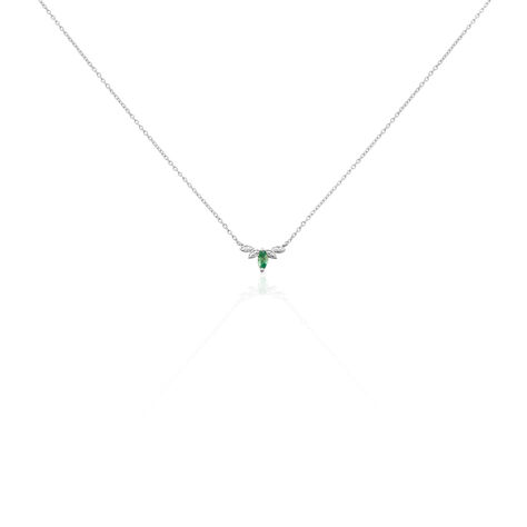 Collier Or Blanc Febe Emeraude Diamant - Colliers Femme | Histoire d’Or