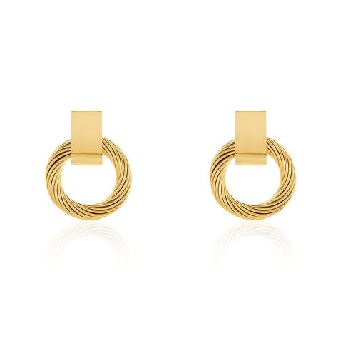 Boucles D'oreilles Hera Acier Dore Ziane Plaque Et Cercle - Boucles d'oreilles fantaisie Femme | Histoire d’Or