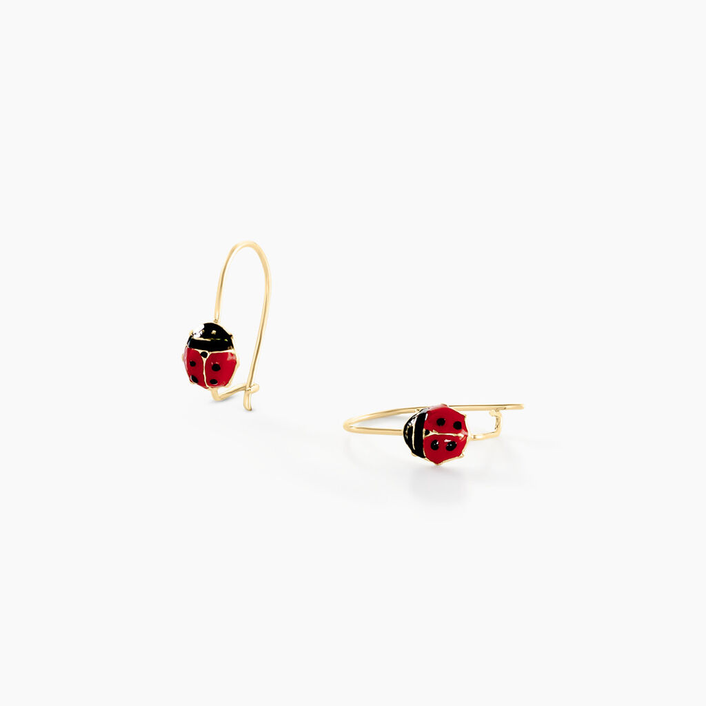 Boucles D'oreilles Pendantes Helidie Coccinelle Or Jaune - Boucles d'oreilles pendantes Enfant | Histoire d&rsquo;Or