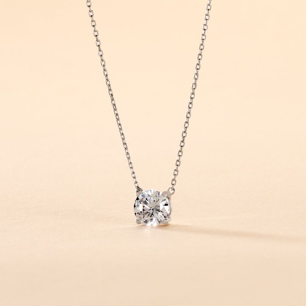 Collier Ponama Or Blanc Oxyde De Zirconium - Colliers Femme | Histoire d&rsquo;Or