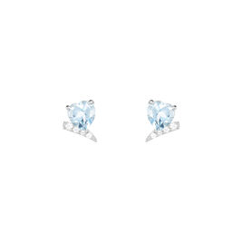 Boucles D'oreilles Puces Eva Or Blanc Topaze Et Oxyde De Zirconium - Clous d'oreilles Femme | Histoire d’Or