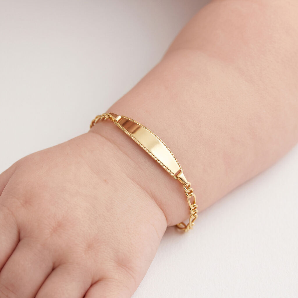 Bracelet Identit&eacute;e Bartolomee Argent Dor&eacute; A L'Or 750/1000 - Bracelets Naissance Enfant | Histoire d&rsquo;Or