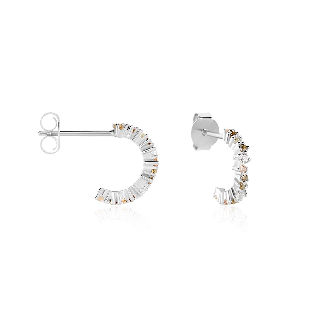 Créoles Indy Argent Blanc Oxyde De Zirconium - Boucles d'oreilles créoles Femme | Histoire d’Or