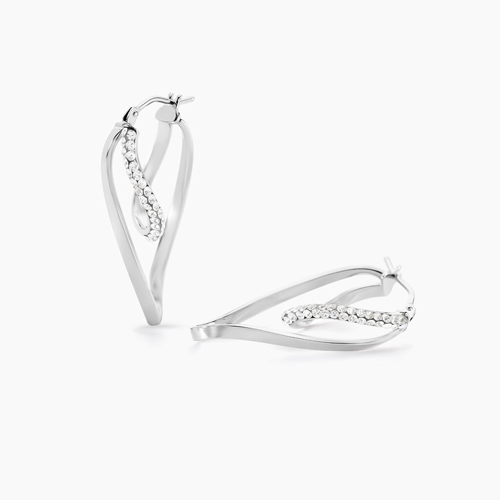 Cr&eacute;oles Luna Or Blanc Strass - Boucles d'oreilles cr&eacute;oles Femme | Histoire d&rsquo;Or