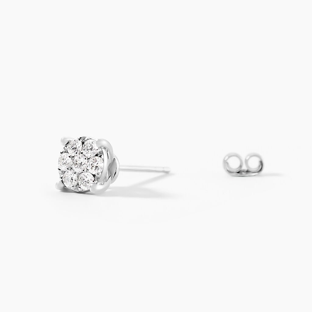 Boucles D'oreilles Puces Charlene Or Blanc Diamant Synthetique - Clous d'oreilles Femme | Histoire d&rsquo;Or