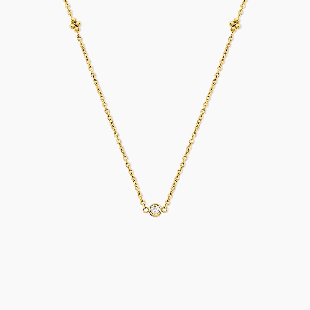 Collier Eva Acier Jaune Cristaux - Colliers pierre Femme | Histoire d&rsquo;Or