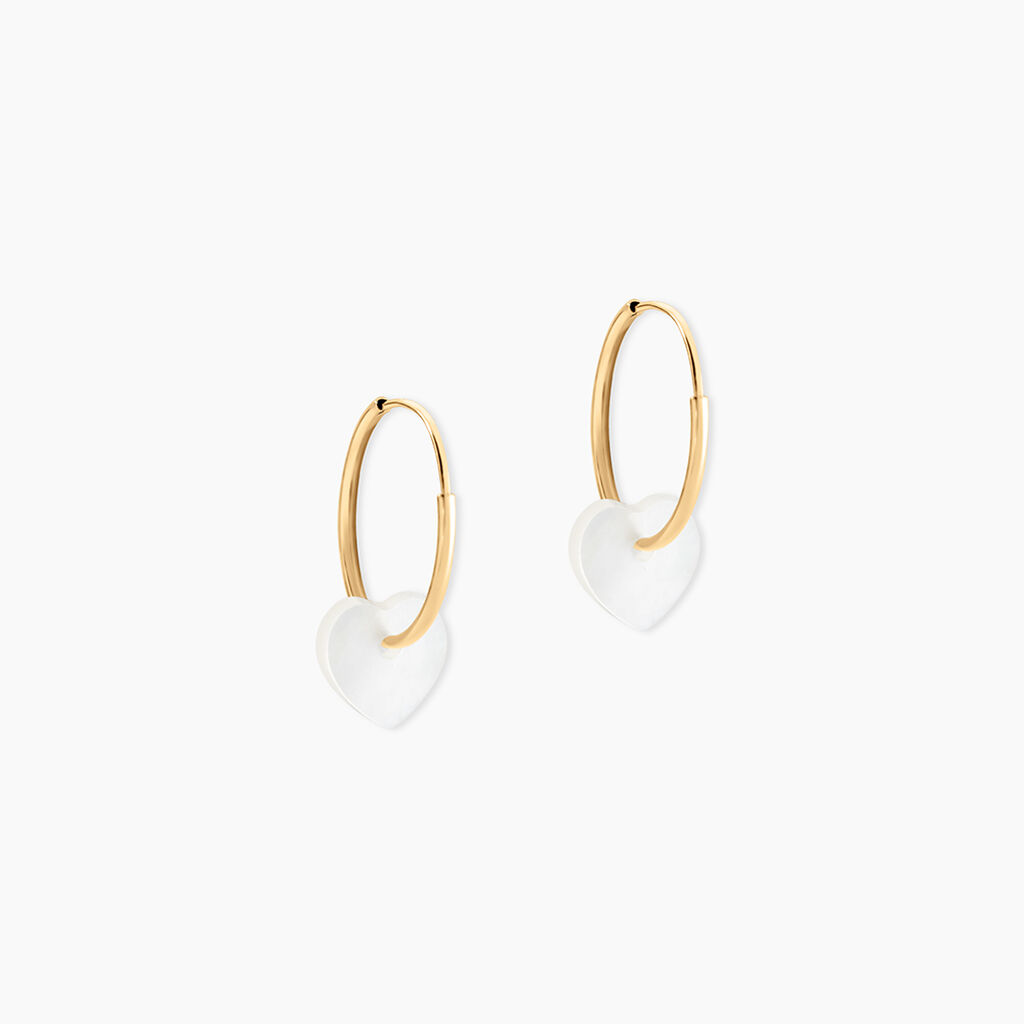 Creoles Or Jaune Vicenze Nacre - Boucles d'oreilles cr&eacute;oles Enfant | Histoire d&rsquo;Or