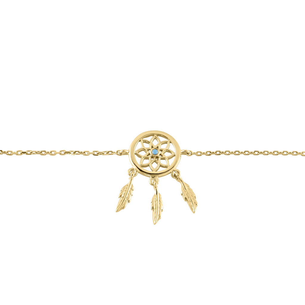 Bracelet Plaqué Or Jaune Attrape Rêves Turquoise Bleue - Bracelets Femme | Histoire d’Or