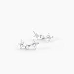 Boucles D'oreilles Pendantes Midnight Flower Argent Blanc Oxyde - Boucles d'oreilles fantaisie Femme | Histoire d&rsquo;Or